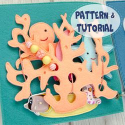 Quiet book page, Under the sea, Coral, Pattern and Tutorial, SVG files
