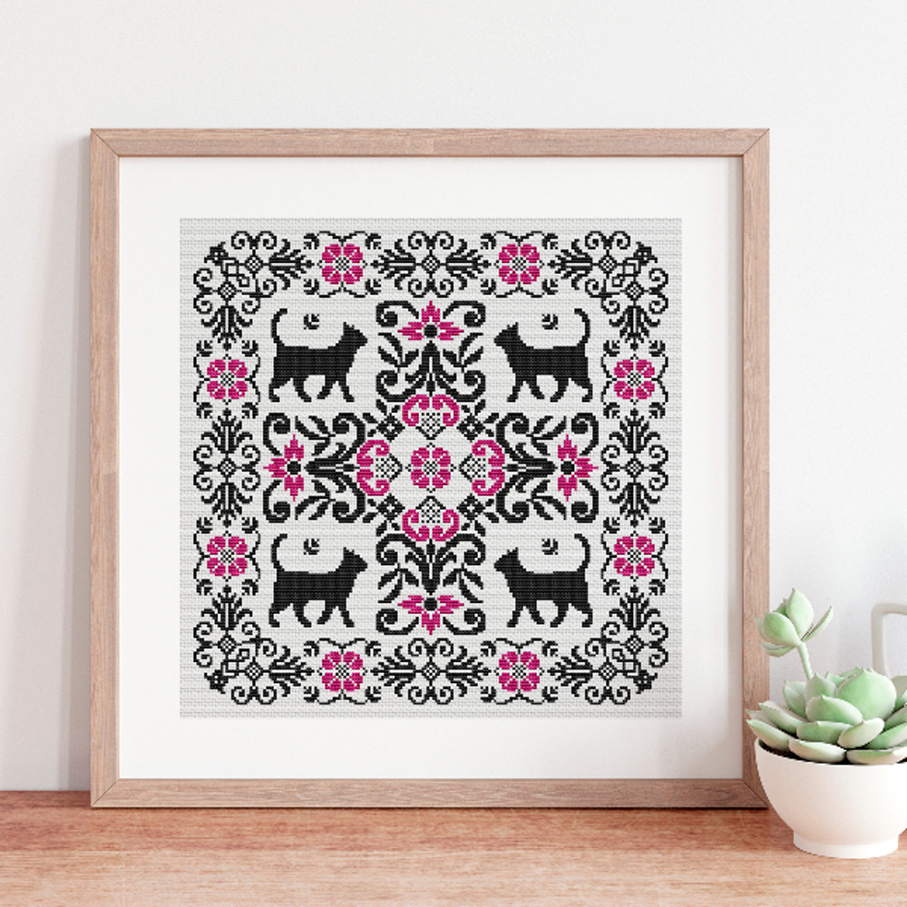 cat cross stitch pattern antique