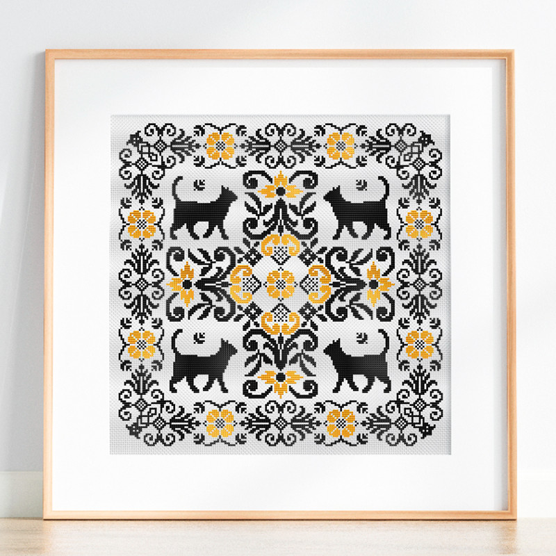 cat cross stitch pattern sampler