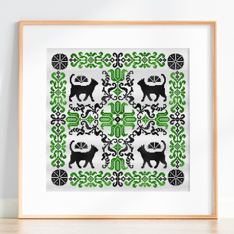 cat cross stitch pattern vintage