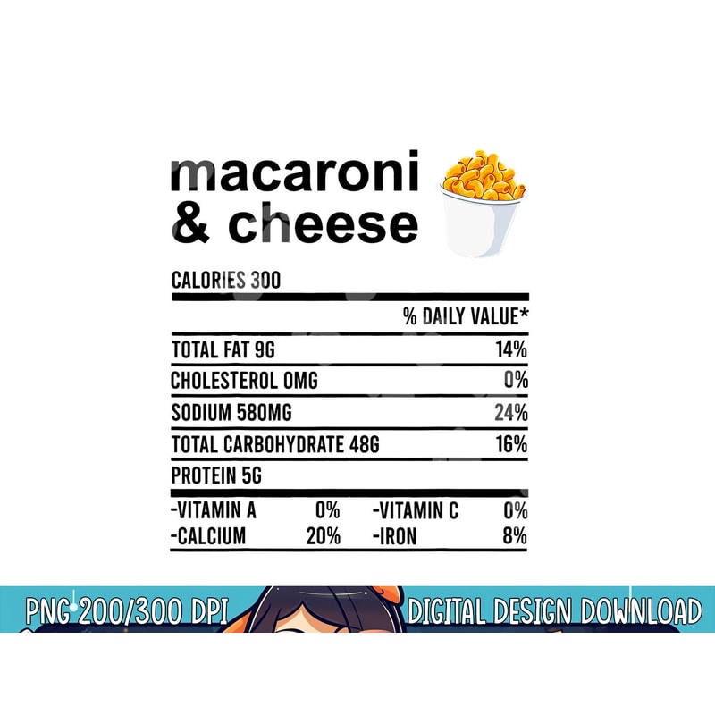 Funny Nutrition Facts Thanksgiving Apparel Macaroni & Cheese png, sublimation copy.jpg