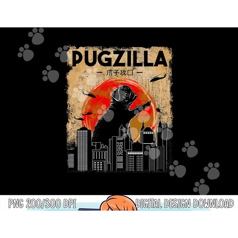 Funny Pug Tshirt, Pugzilla Tshirt, Funny Dog Pug png, sublimation copy.jpg