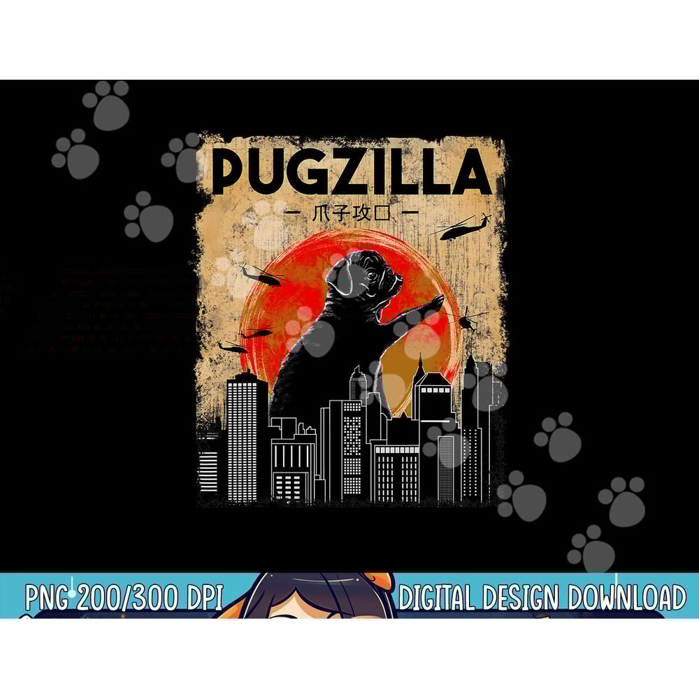 Funny Pug Tshirt, Pugzilla Tshirt, Funny Dog Pug png, sublimation copy.jpg