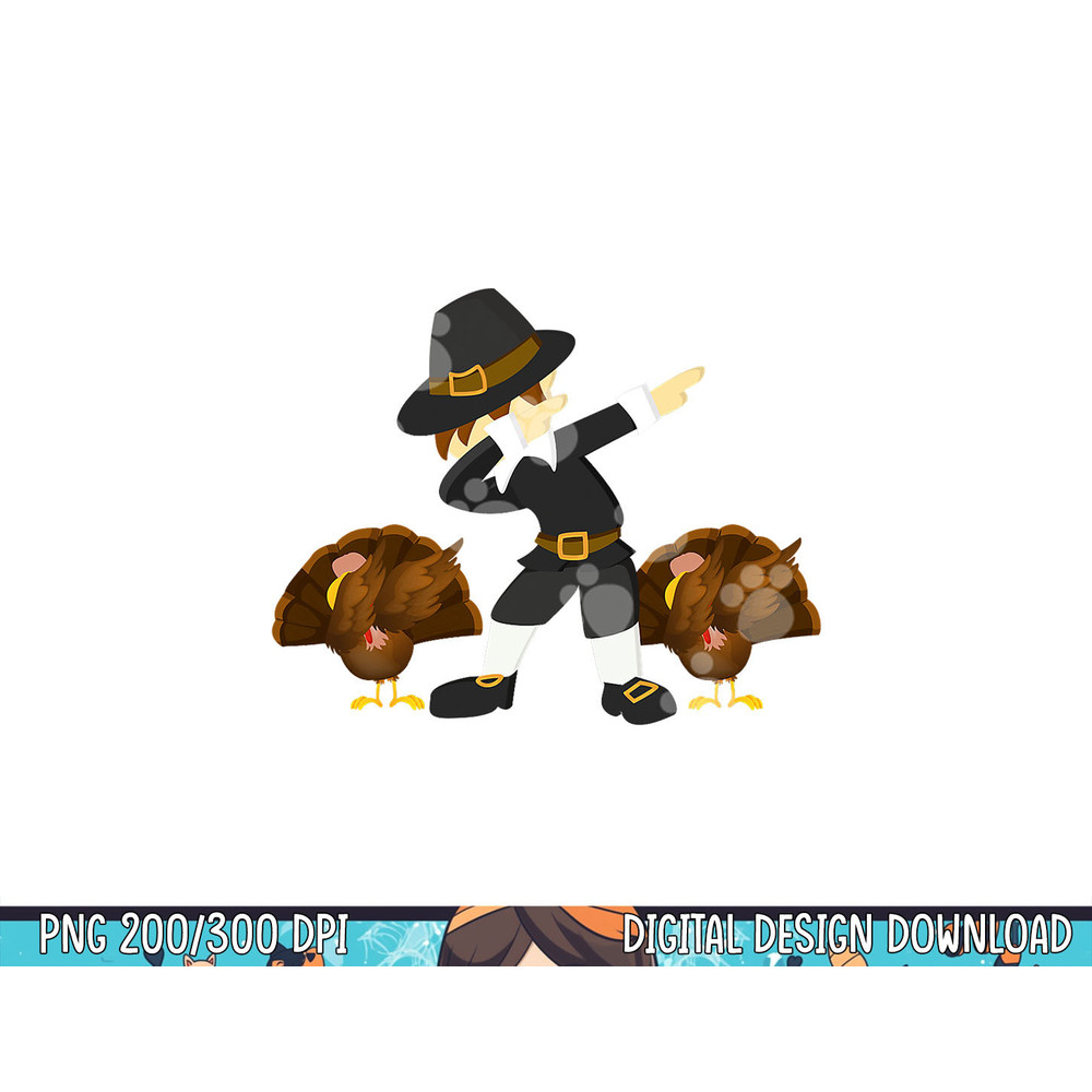 Funny Thanksgiving Dabbing Pilgrim & Turkey Dab png, sublimation copy.jpg