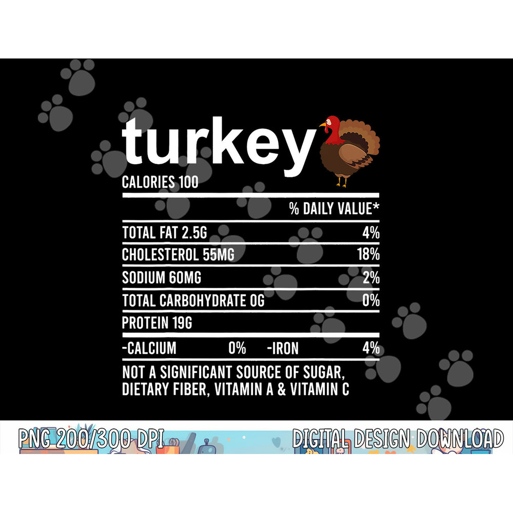 Funny Thanksgiving Food Apparel Turkey Nutrition Fact Foodie png, sublimation copy.jpg
