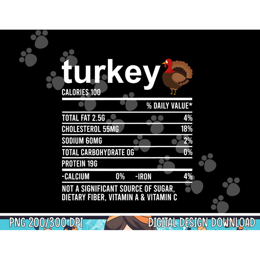 Funny Thanksgiving Food Apparel Turkey Nutrition Fact Foodie png, sublimation copy.jpg