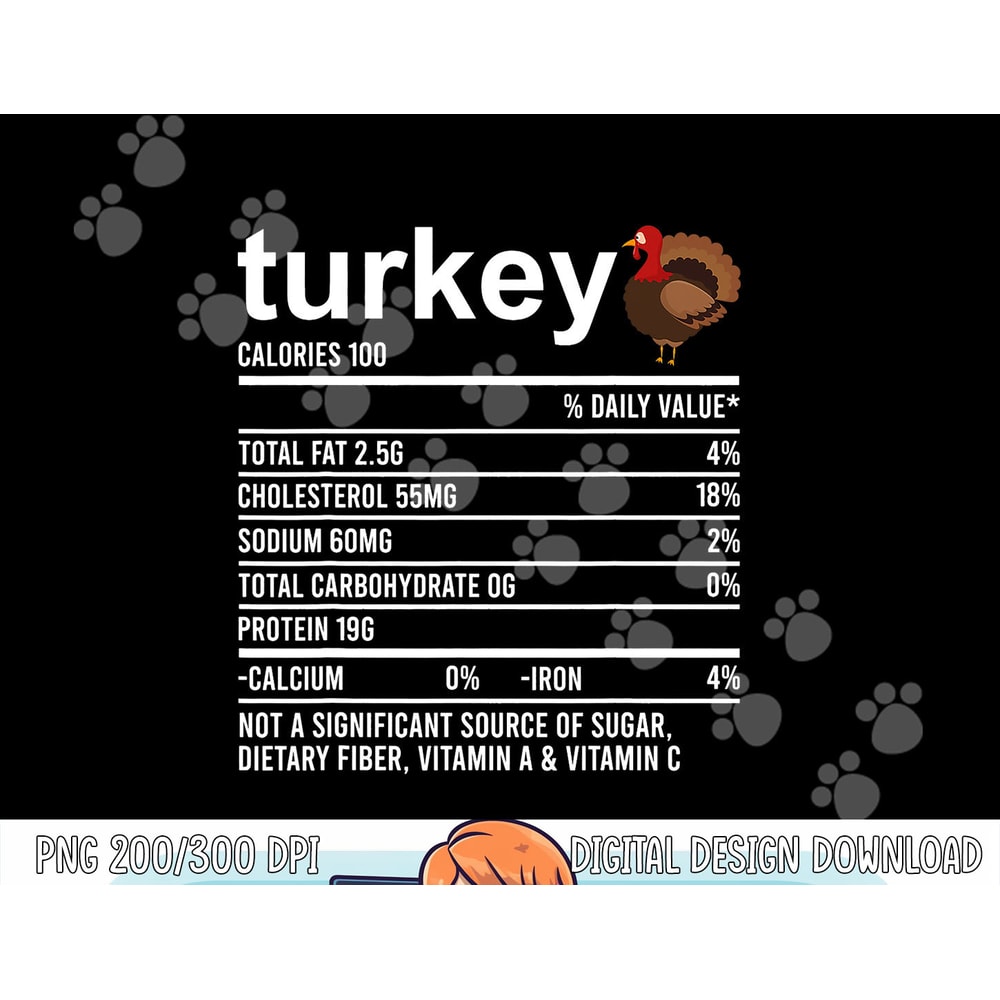 Funny Thanksgiving Food Apparel Turkey Nutrition Fact Foodie png, sublimation copy.jpg