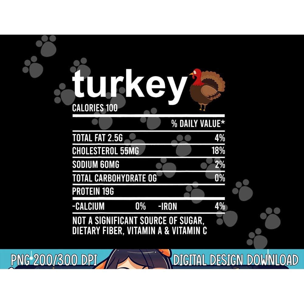 Funny Thanksgiving Food Apparel Turkey Nutrition Fact Foodie png, sublimation copy.jpg
