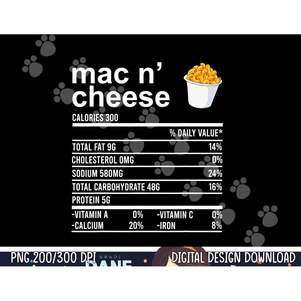 Funny Thanksgiving Food Apparel, Mac N Cheese Nutrition Fact png, sublimation copy.jpg