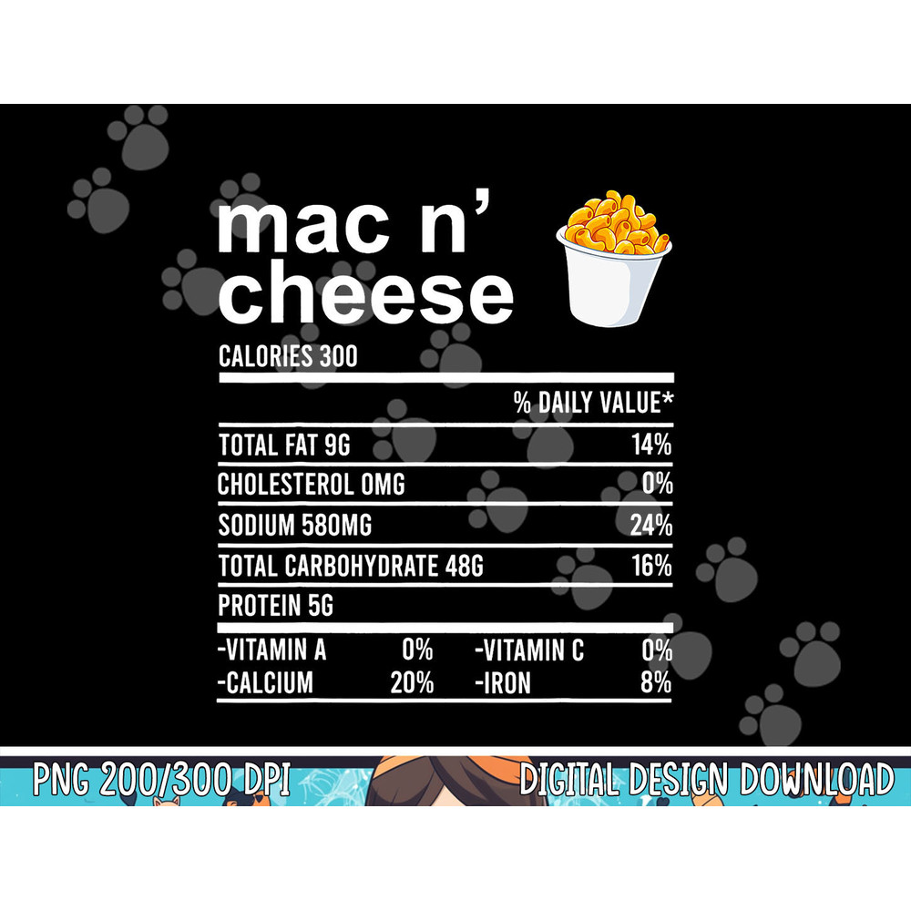 Funny Thanksgiving Food Apparel, Mac N Cheese Nutrition Fact png, sublimation copy.jpg