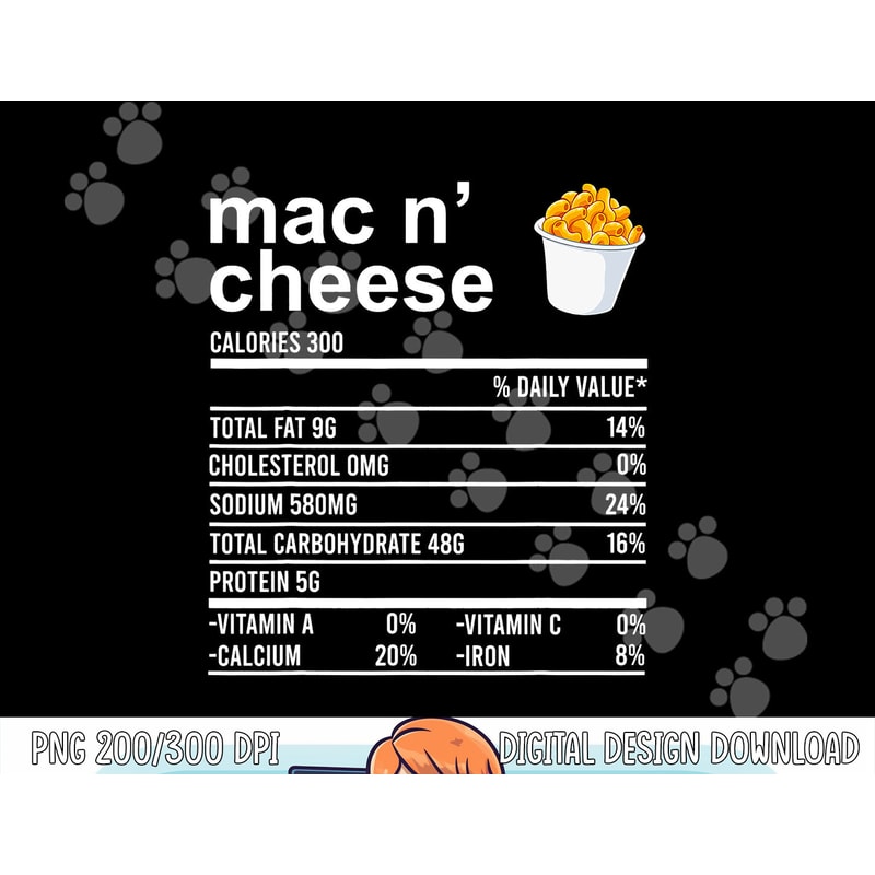 Funny Thanksgiving Food Apparel, Mac N Cheese Nutrition Fact png, sublimation copy.jpg