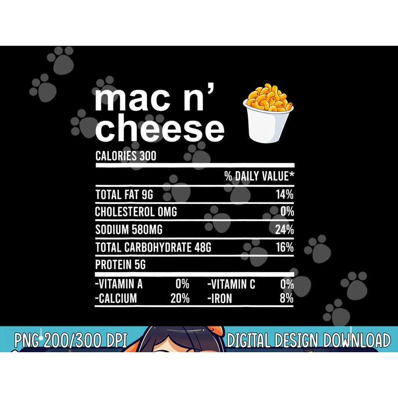 Funny Thanksgiving Food Apparel, Mac N Cheese Nutrition Fact png, sublimation copy.jpg