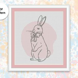 Easter cross stitch pattern ES005 blackwork embroidery - holidays cross stitch pattern, rabbit xstitch chart PDF