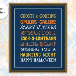 Halloween cross stitch pattern HW001 lettering - holidays cross stitch pattern, xstitch chart PDF, instant download