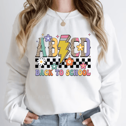 retro abcd pencil lightning shirt, rock'n roll teacher shirt, cool teacher leopard shirt, alphabet shirt, back to school