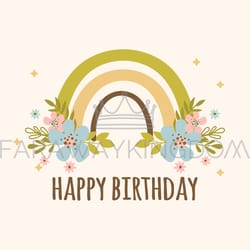 rainbow birthday hand drawn vector illustration apparel print