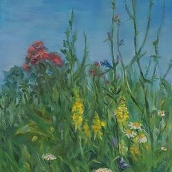Original oil painting on canvas wildflowers flowers artwork