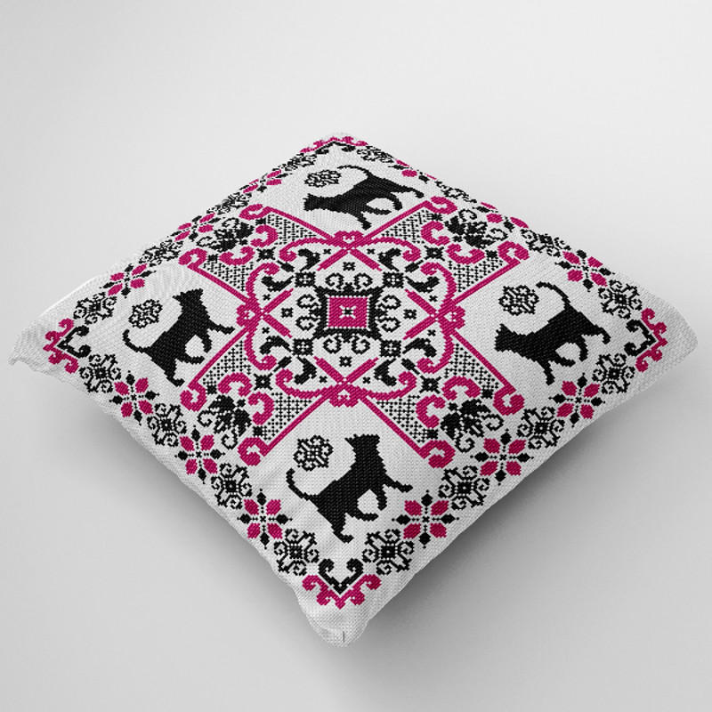 cross stitch pillow pattern cats