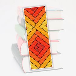 Cross stitch bookmark pattern Geometric, Orange stripes, Bookmark embroidery pattern, Gift for book lover