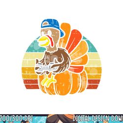 gamer turkey pumpkin retro boys thanksgiving video games men png, sublimation copy
