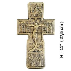 Traditional Russian  big cross with crucifix and icons | 1 bar 4 ends | Top quality polyresin cross | Size: 27,5 x 16 cm