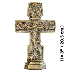 Table cross with crucifix and icons | Russian Orthodox |  Top quality polyresin cross | Size: 20,5 x 13 cm
