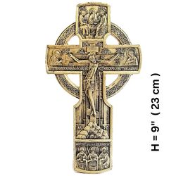 Novgorod cross with crucifix and icons | Traditional Russian Orthodox |  Top quality polyresin cross | Size: 23 x 13 cm