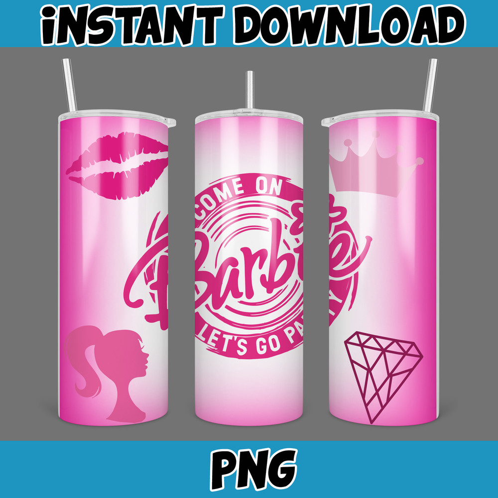 Barbie theme design 20 oz Skinny Tumbler Sublimation Design, Instant Digital Download (3).jpg