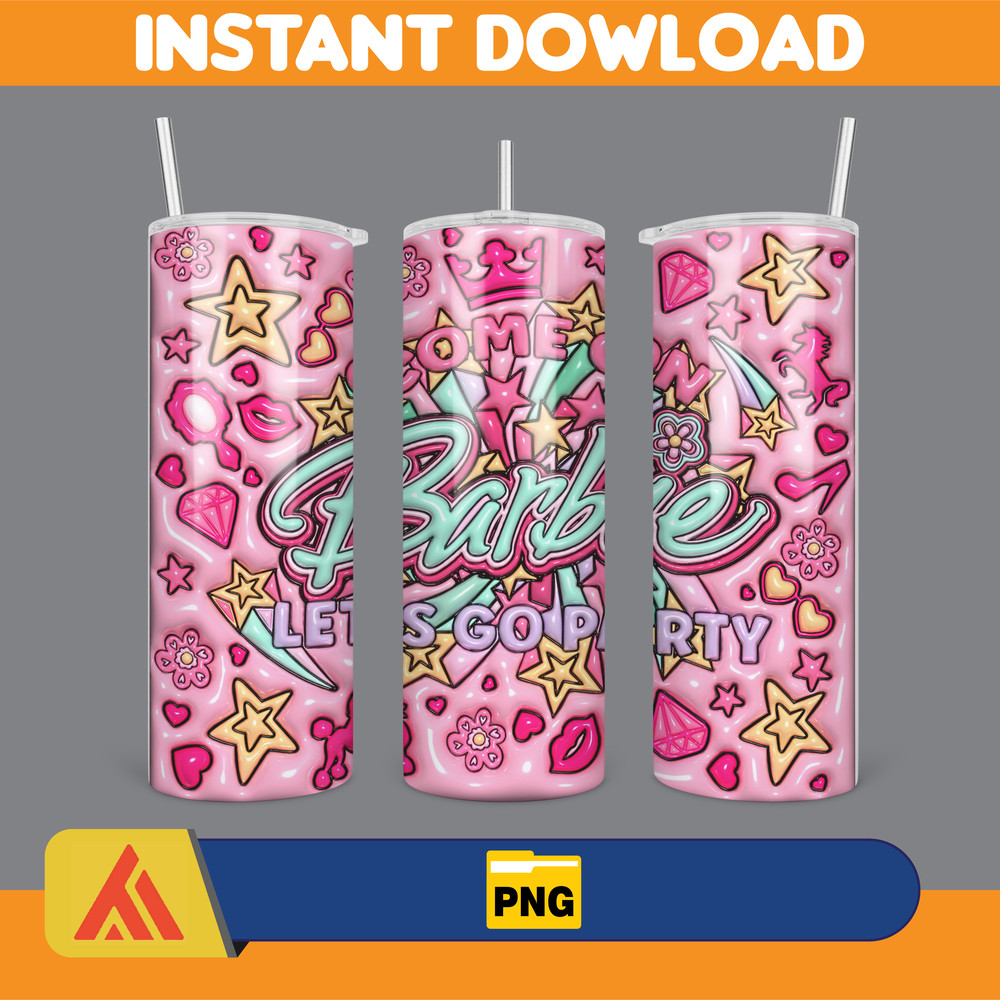 Come On Barbie Let's Go Party Inflated Tumbler Wrap PNG, Barbi Inflated Tumbler PNG, Barbi Doll Skinny Tumbler PNG (2).jpg