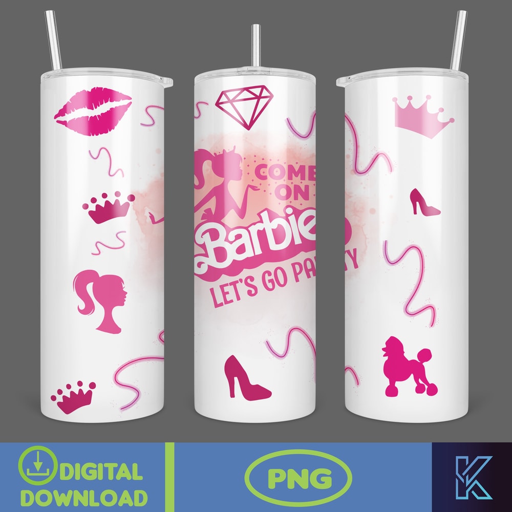 Barbie theme design20 oz Skinny Tumbler Sublimation Design, Instant Digital Download (4).jpg