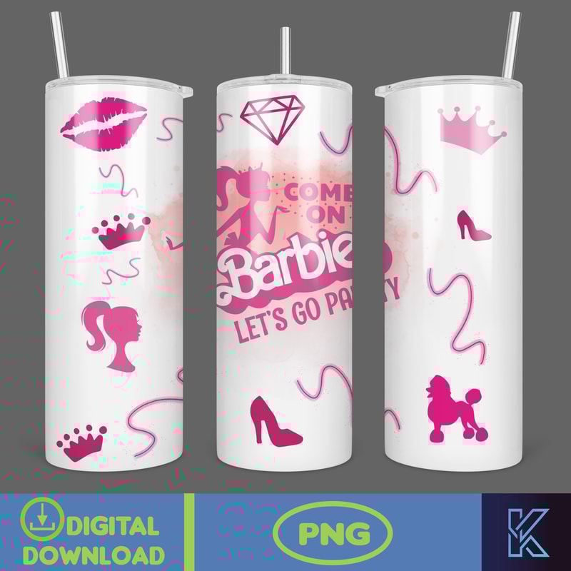 Barbie theme design20 oz Skinny Tumbler Sublimation Design, Instant Digital Download (4).jpg