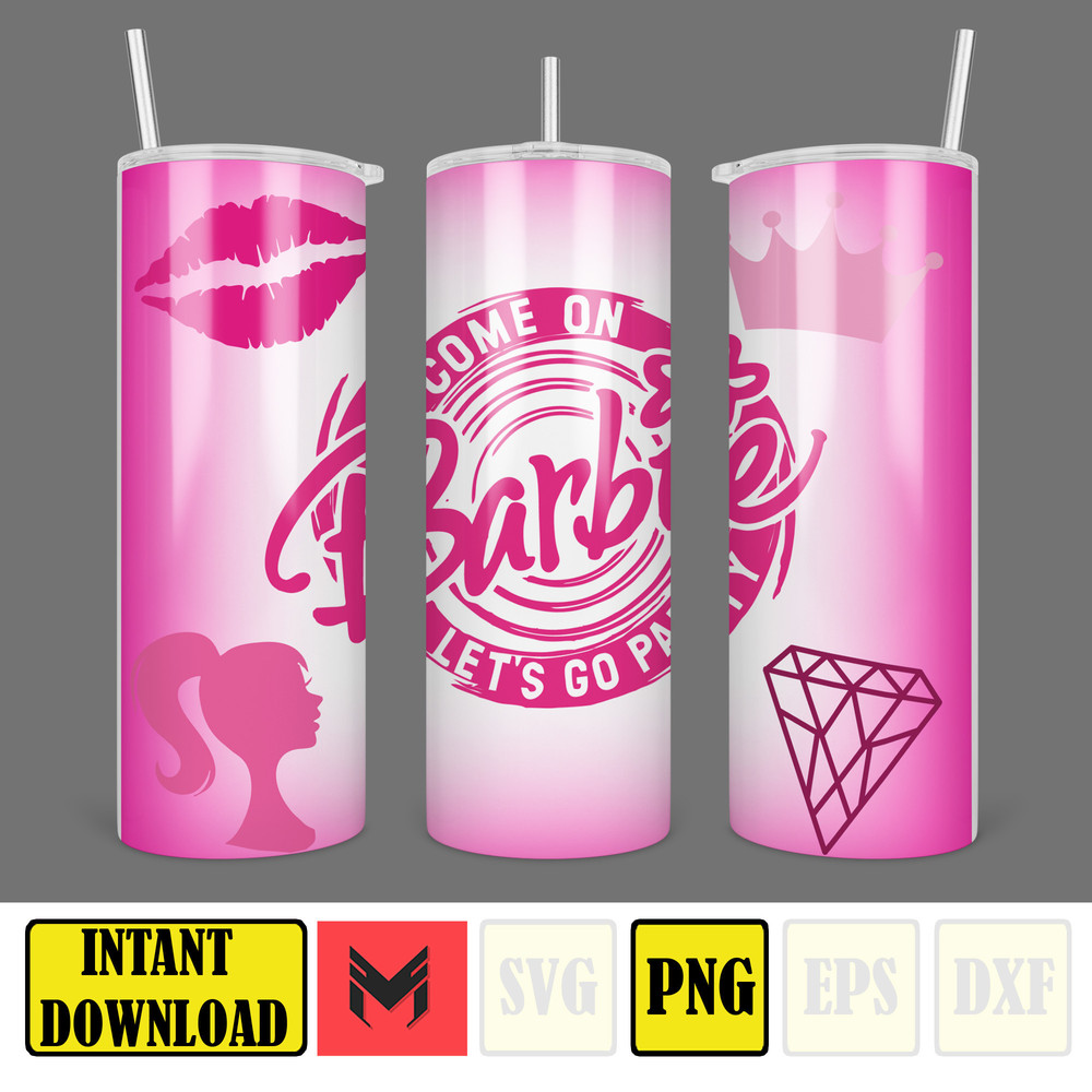 Barbie theme design 20 oz Skinny Tumbler Sublimation Design, Instant Digital Download  (3).jpg