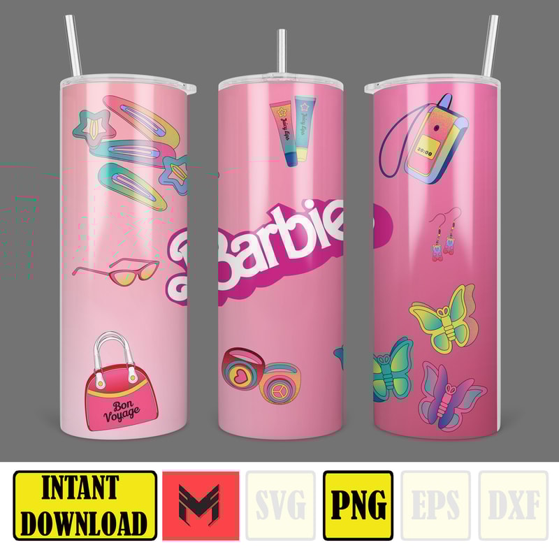 Barbie theme design 20 oz Skinny Tumbler Sublimation Design, Instant Digital Download (5).jpg