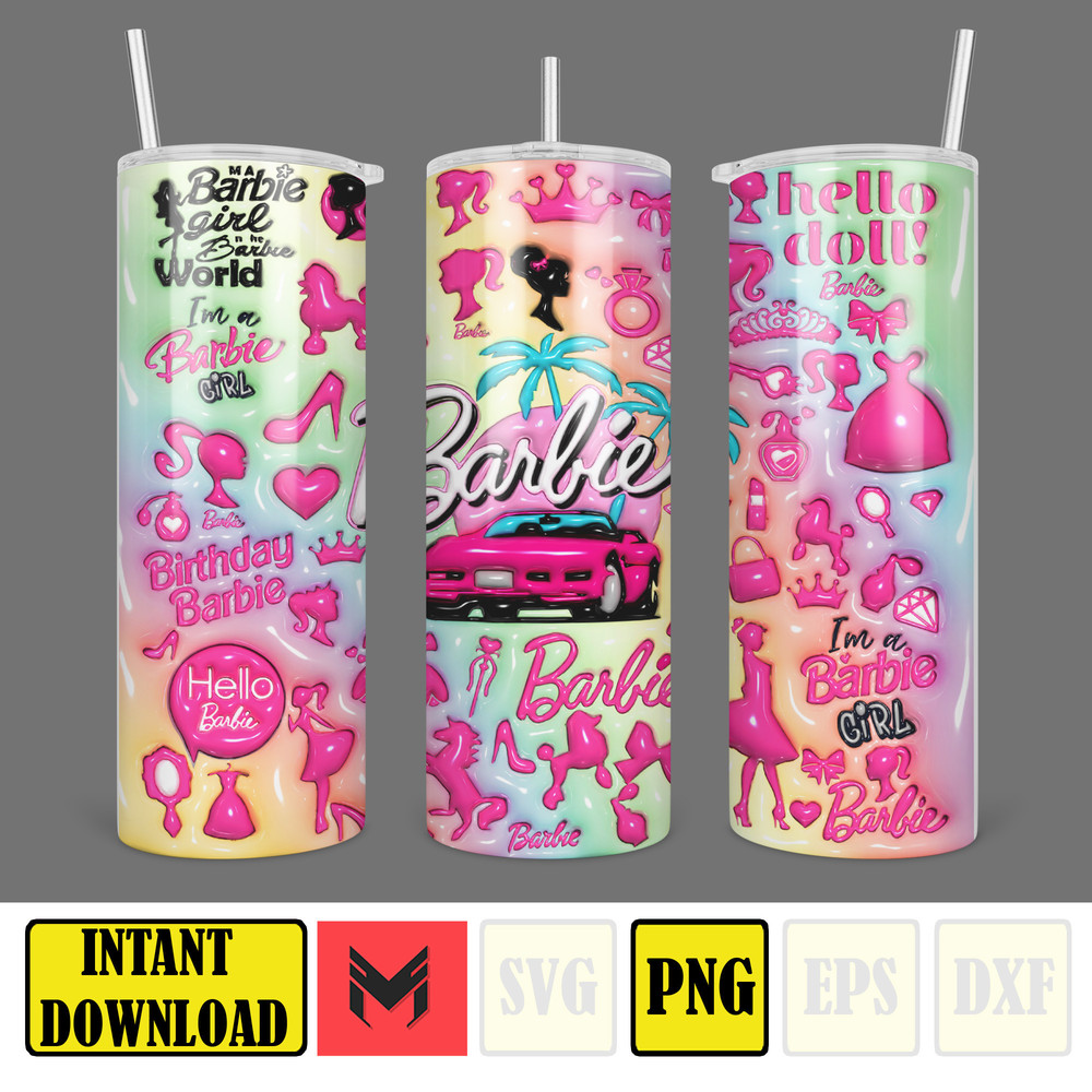 Come On Barbie Let's Go Party Inflated Tumbler Wrap PNG, Barbi Inflated Tumbler PNG, Barbi Doll Skinny Tumbler PNG (6).jpg
