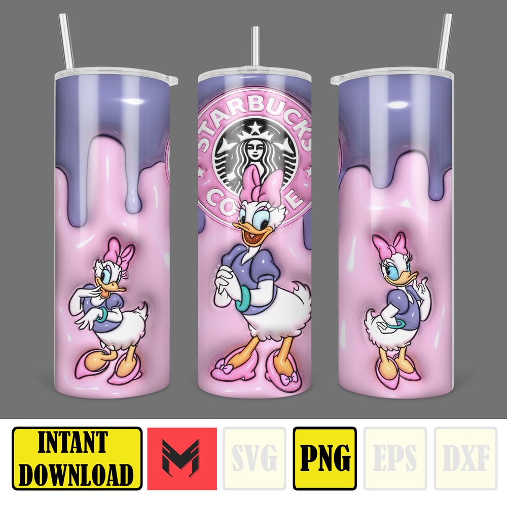 Disneyland Inflated Tumbler Wrap PNG, Mickey And Friends Inflated 3D 20oz Skinny Tumbler PNG For Sublimation (1).jpg
