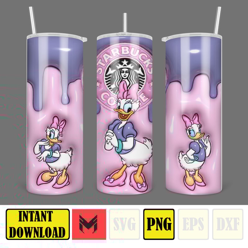 Disneyland Inflated Tumbler Wrap PNG, Mickey And Friends Inflated 3D 20oz Skinny Tumbler PNG For Sublimation (1).jpg