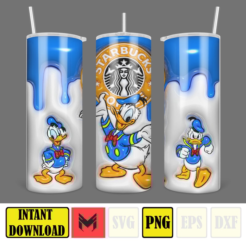 Disneyland Inflated Tumbler Wrap PNG, Mickey And Friends Inflated 3D 20oz Skinny Tumbler PNG For Sublimation (2).jpg