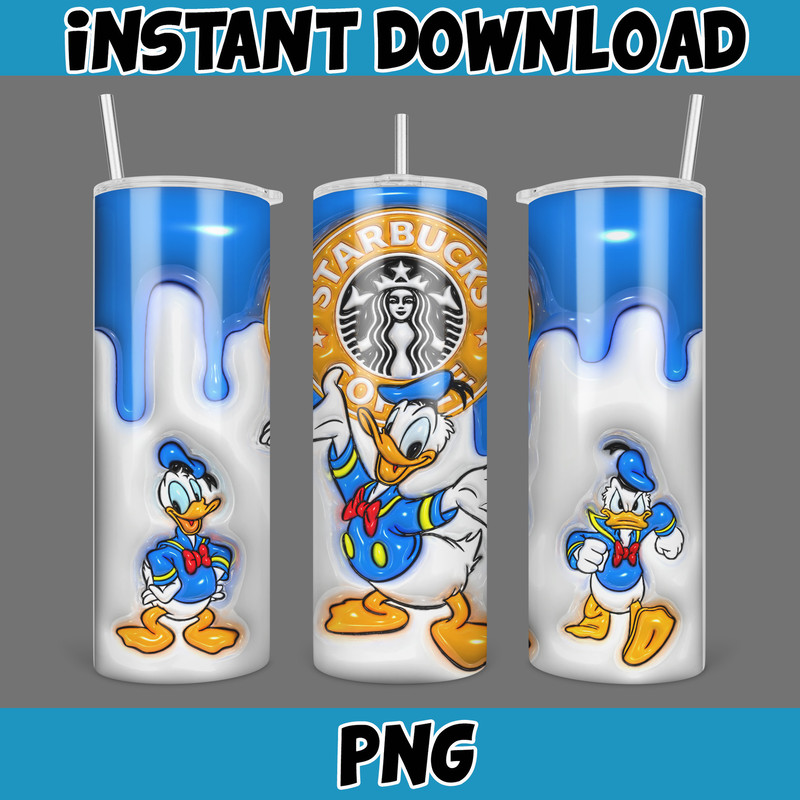 Disneyland Inflated Tumbler Wrap PNG, Mickey And Friends Inflated 3D 20oz Skinny Tumbler PNG For Sublimation (2).jpg