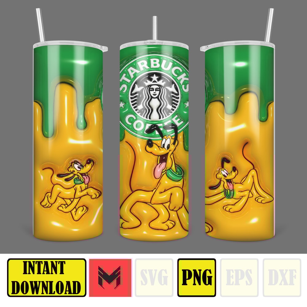 Disneyland Inflated Tumbler Wrap PNG, Mickey And Friends Inflated 3D 20oz Skinny Tumbler PNG For Sublimation (6).jpg