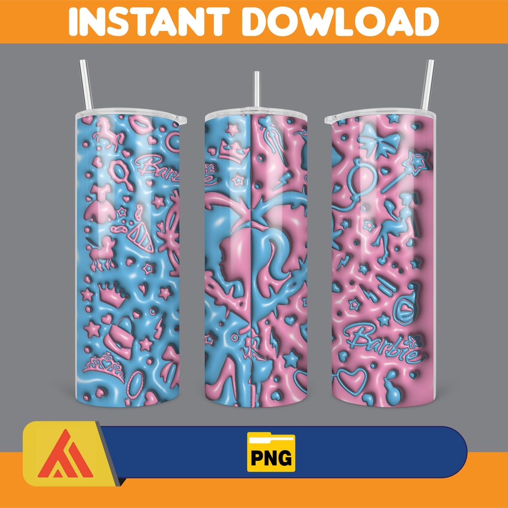 Barbie Inflated Tumbler, Barbi Doll Skinny Tumbler PNG, Lets Go Party Inflated Tumbler PNG, Come On Barbie Inflated Tumbler PNG (5).jpg