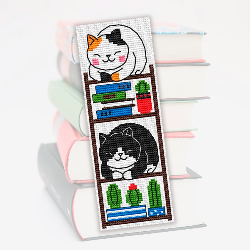 cross stitch bookmark pattern cat