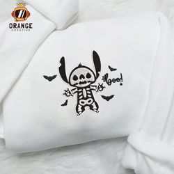 Boo Stitch Skeleton Embroidered Crewneck, Halloween Sweatshirt, Halloween Movie Embroidered Hoodie, Unisex T-shirts