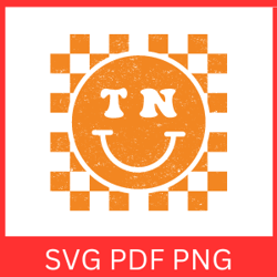 Tennessee Checkered Smiley Distressed Svg | Retro Smile Face | Silhouette | Grunge Smiling Face