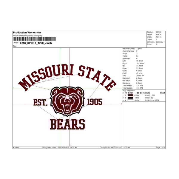 Missouri State Bears embroidery design, NCAA Logo Embroidery | Inspire ...