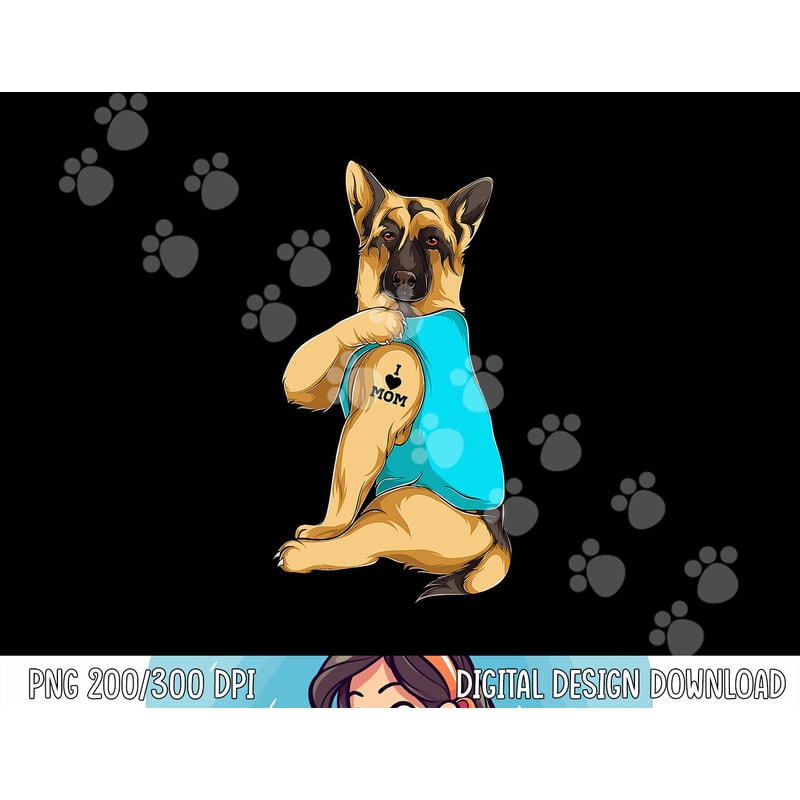 German Shepherd I Love Mom Tattoo Apparel Dog Mom Gift Women png, sublimation copy.jpg