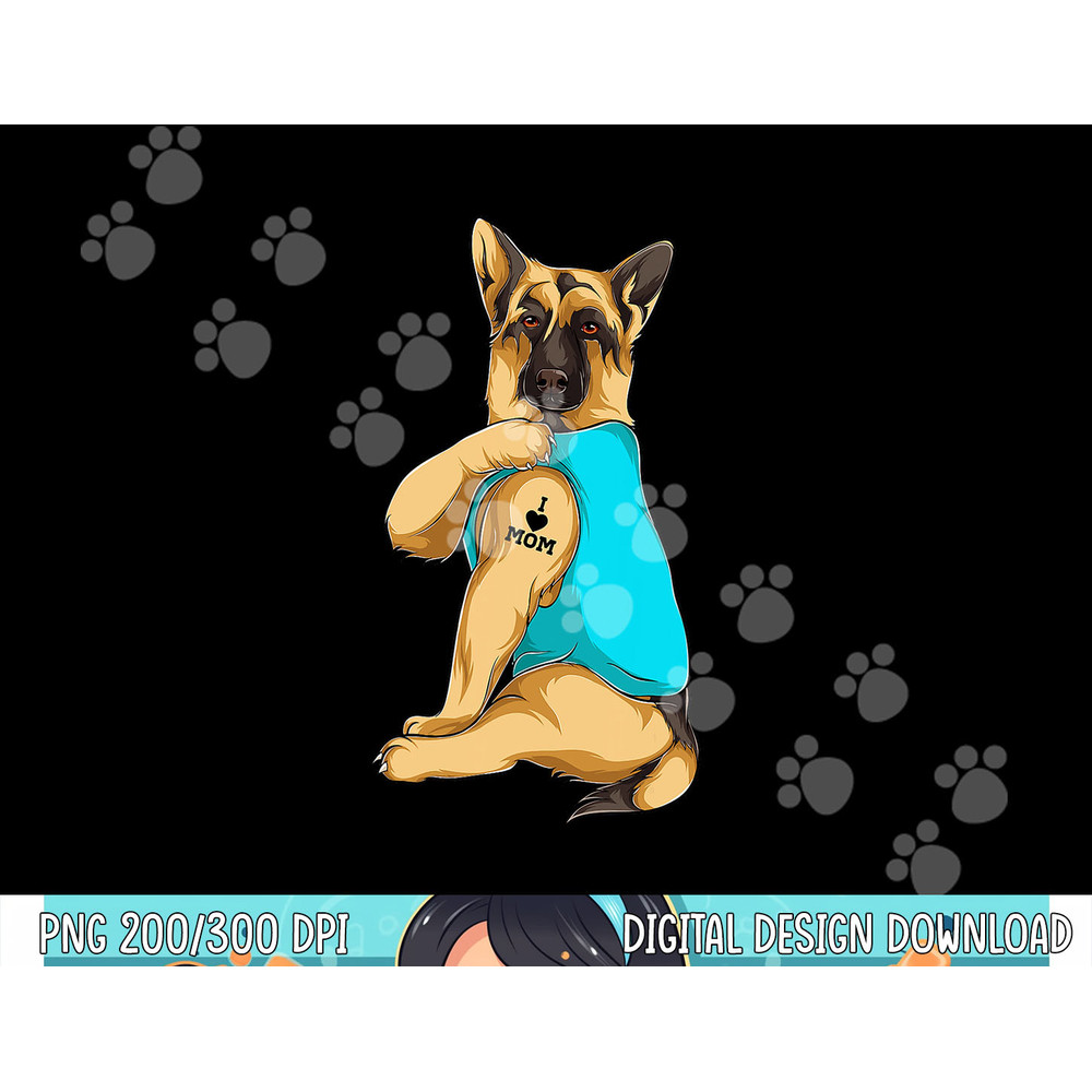 German Shepherd I Love Mom Tattoo Apparel Dog Mom Gift Women png, sublimation copy.jpg