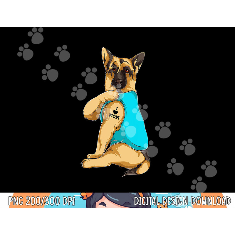 German Shepherd I Love Mom Tattoo Apparel Dog Mom Gift Women  png, sublimation copy.jpg