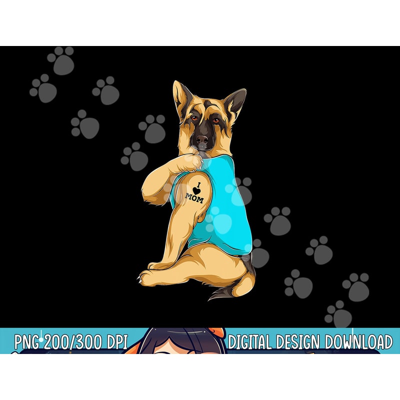 German Shepherd I Love Mom Tattoo Apparel Dog Mom Gift Women png, sublimation copy.jpg