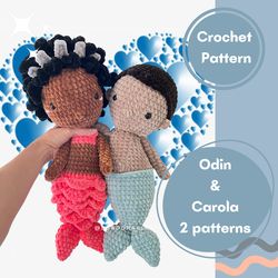 Carola & Odin, Mermaid and Merman Crochet Pattern, Plushie Mermaids, Pattern Only