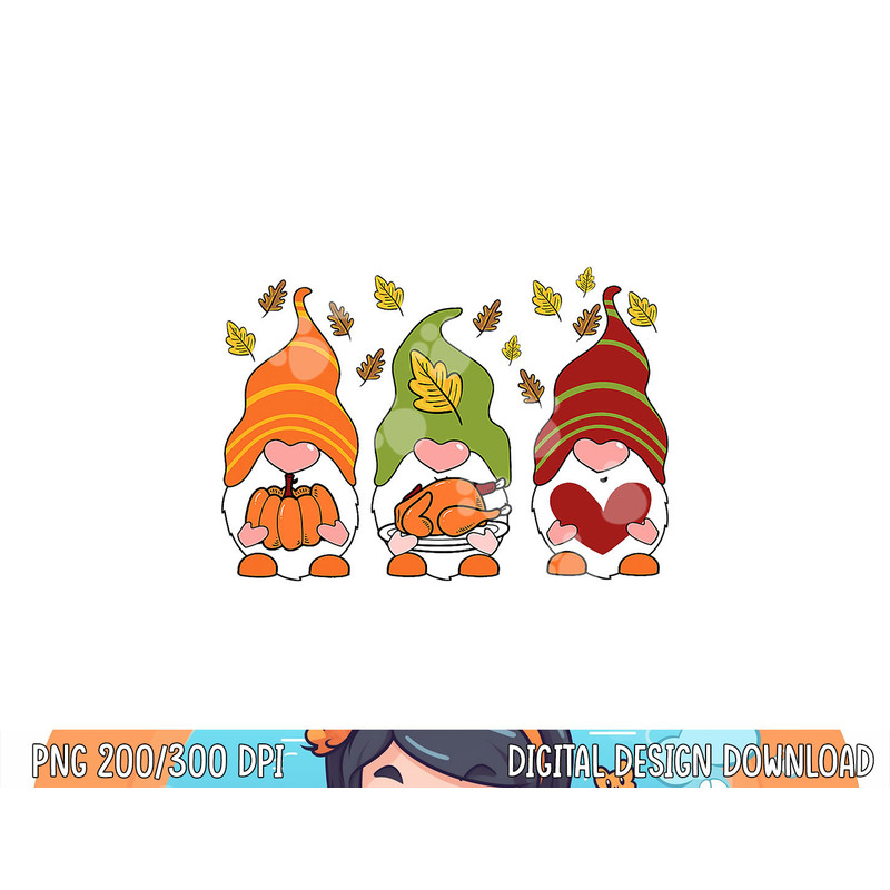 Gnomes Pumpkin Turkey Thanksgiving Day Cute Fall Autumn Kids png, sublimation copy.jpg